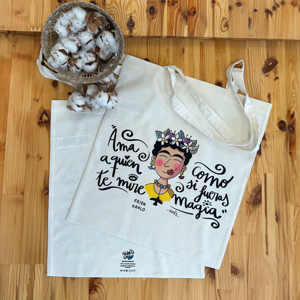 Tote "Frida" | 100% algodón orgánico | by Andrés Pez x Rebombori