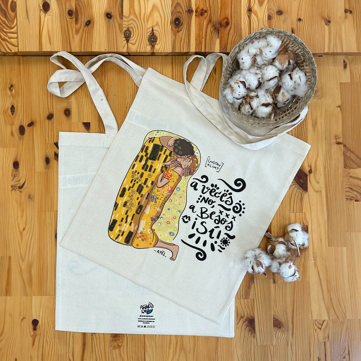 Tote "Beso" | 100% algodón orgánico | by Andrés Pez x Rebombori